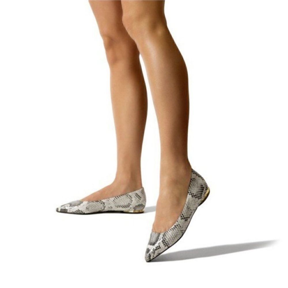 MARION PARKE Must Have Flat Python Snake Print Classic Pointy Toe Flat, sz 37